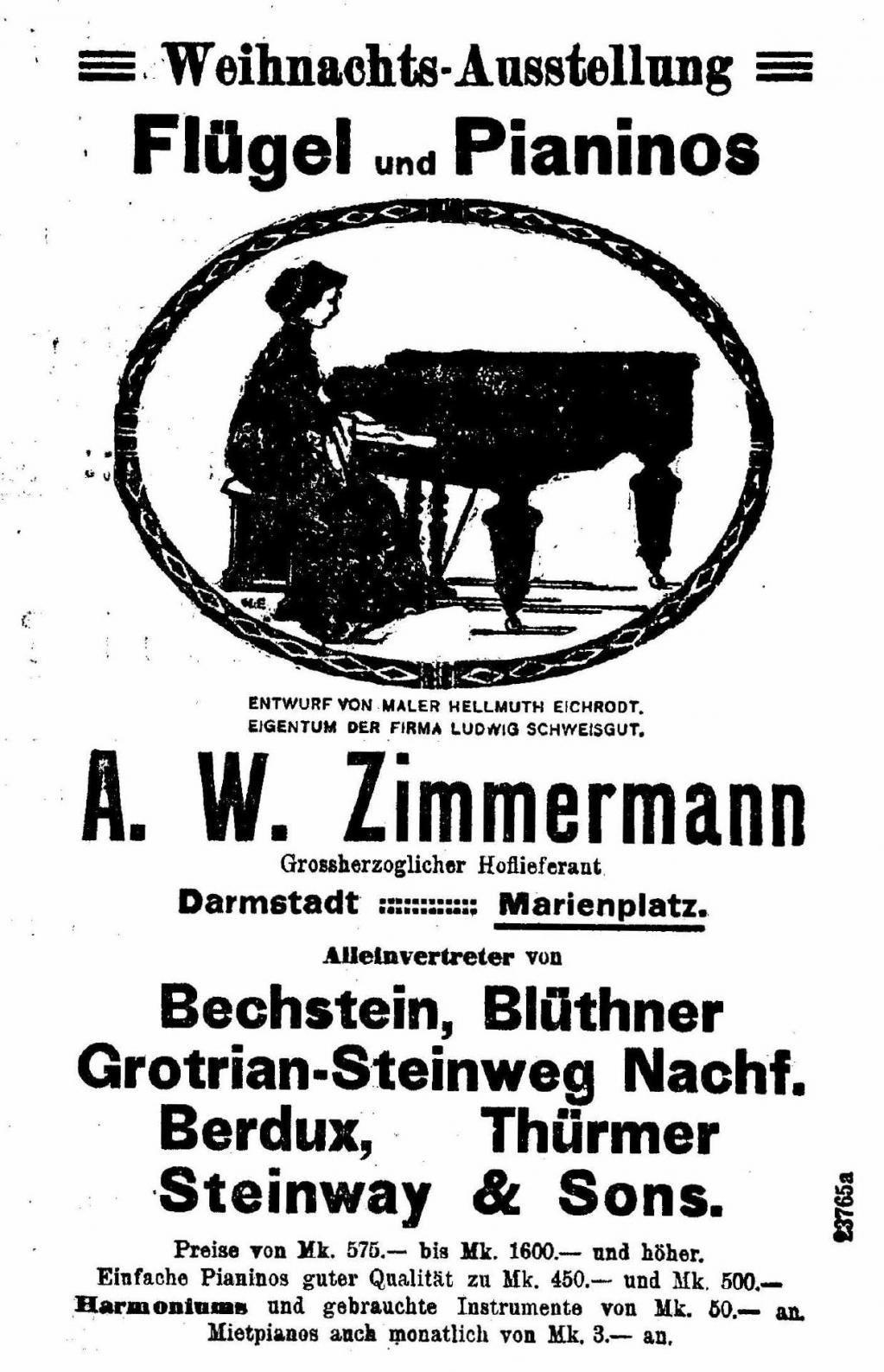 Anzeige Darmstädter Tagblatt vom 19. Dezember 1910